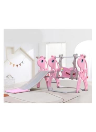 زحليقة  مع مرجيحة و كرة سلة 3*1 ,وردي