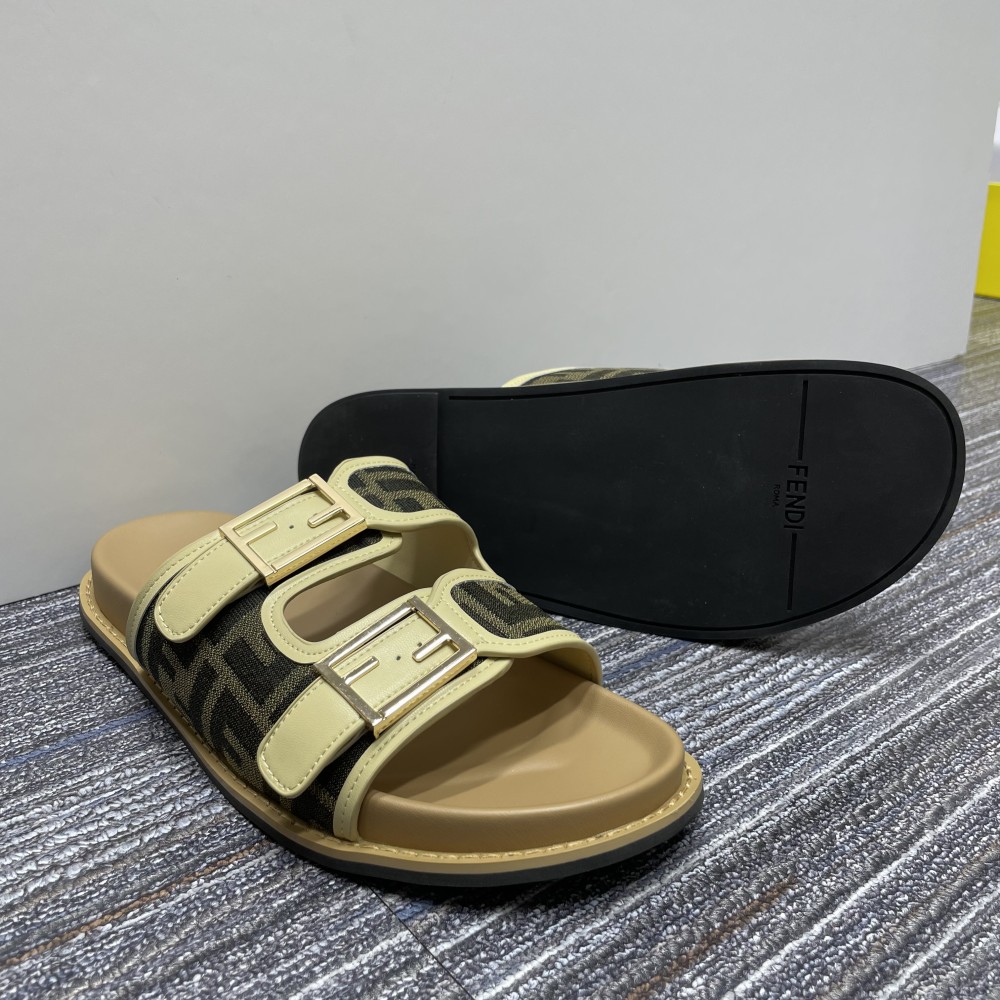 Fendi Flow FF Jacquard Touch Strapped Sandals slippers1