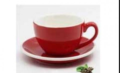 كوب قهوة احمر 220 ملم برواز ابيض