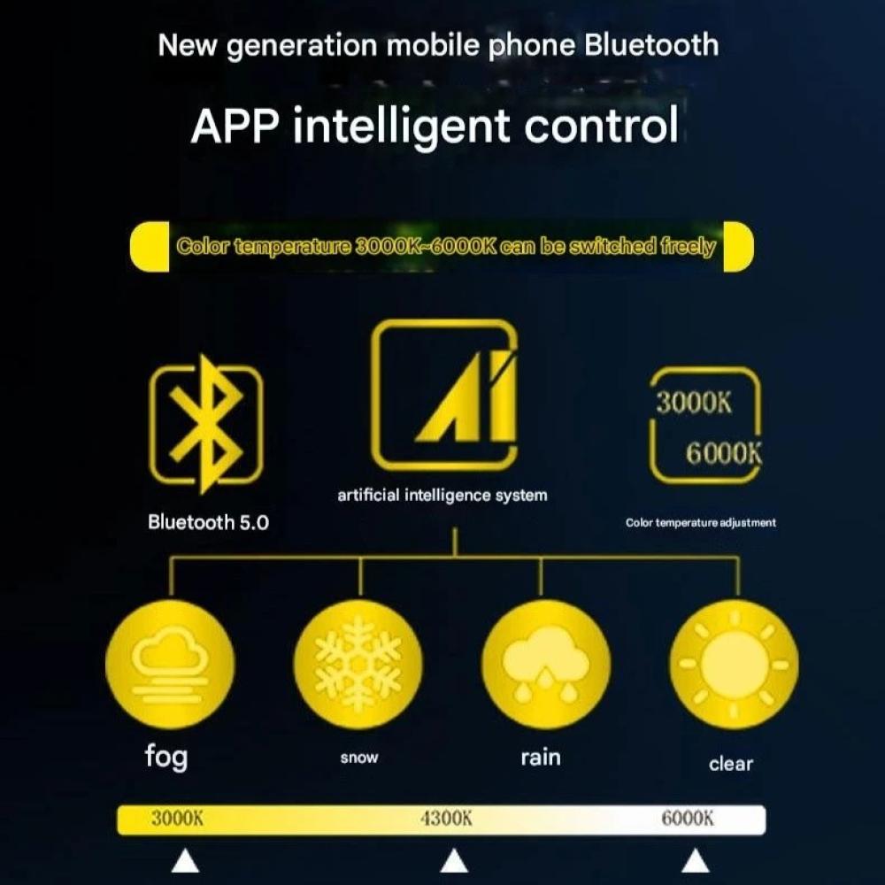 طقم ليد H11 سمارت متغير اللون وقوة الإضاءة 150 وات مع خاصيه التحكم من الجوال - المحيميد