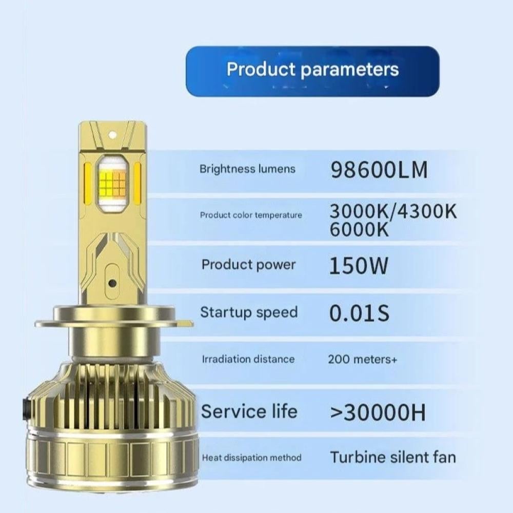 طقم ليد H4  سمارت 150 وات مع خاصيه التحكم من الجوال - المحيميد