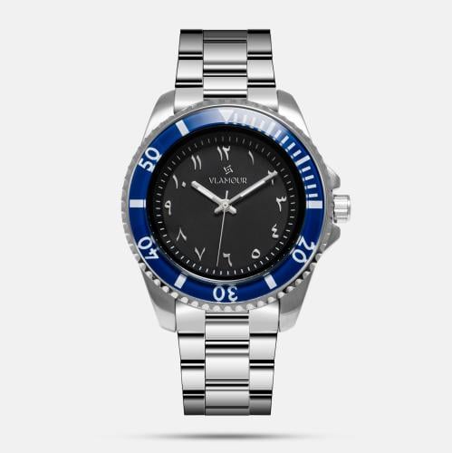 محلي ساعة رجالية بسير ستيل بلون فضي