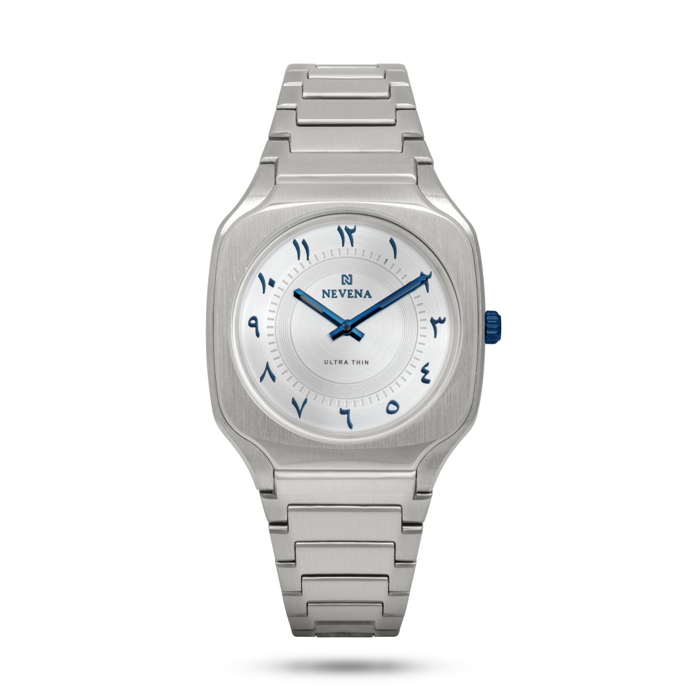 ساعة المجد الرجالية ستيل باللون الفضي