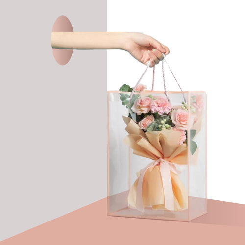 أكياس بلاستيكية فــاخرة للورد والهدايا - وردي