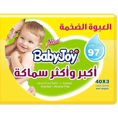 بيبي جوي - مناديل مبللة سميكة وكبيرة معطرة 3×40مند...