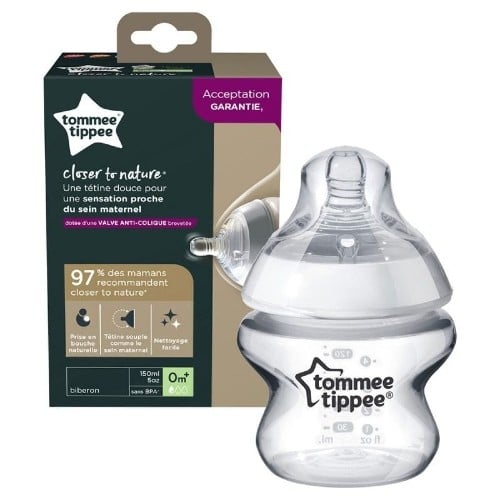 رضاعة تومي تيبي زجاجية من Tommee Tippee بغطاء أبيض...