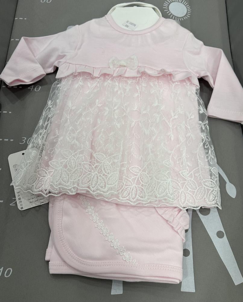 طقم فستان مواليد قطن