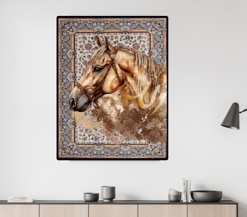 خيل بنى مع كلمة الله على سجادة - تجريدي