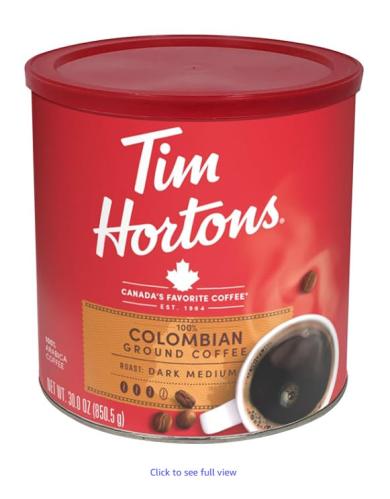 Tim Hortons Colombian Ground Coffee 30 oz