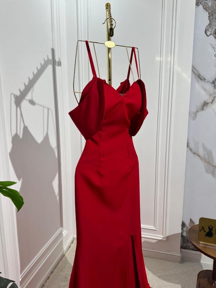 فستان سهره احمر ناعم وراقي