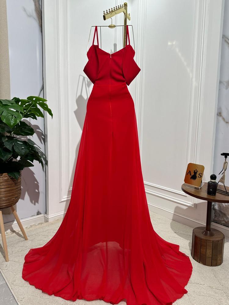 فستان سهره احمر ناعم وراقي