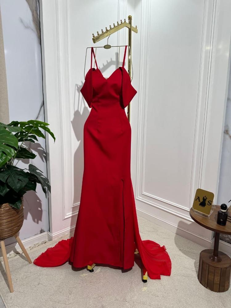 فستان سهره احمر ناعم وراقي