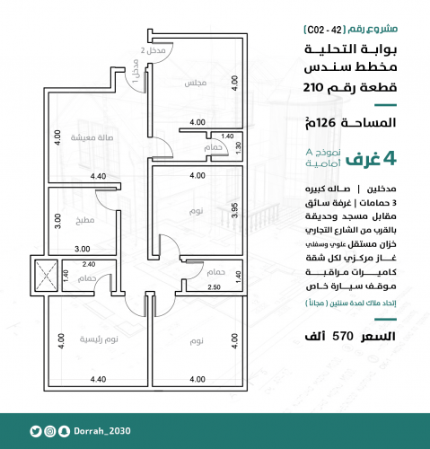 شقة رقم 1 - 3 الدور الرابع