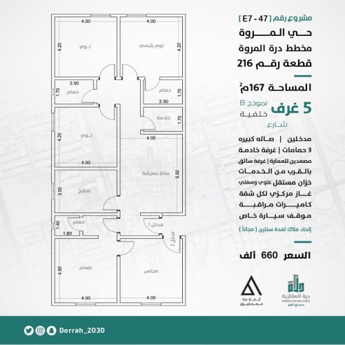 شقة رقم  3 - 3 الدور الرابع