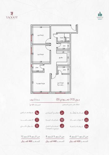 شقة نموذج D  الدور الثالث