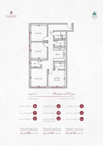 شقة نموذج D  الدور الثاني