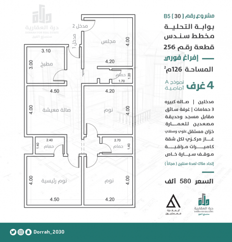 شقة رقم 1-2 الدور الثالث