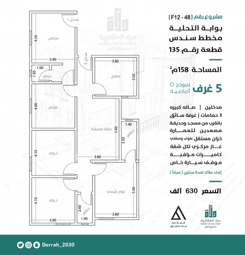 شقة رقم  2 - 2 الدور الثالث
