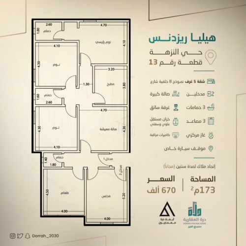 شقة نموذج B الدور السابع