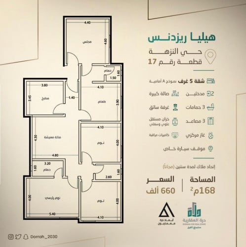 شقة نموذج A الدور الثالث