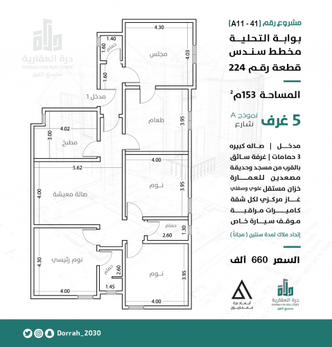 شقة رقم 1 - 3 الدور الرابع