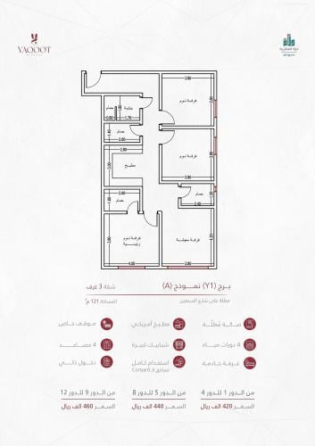 شقة نموذج A  الدور الثامن