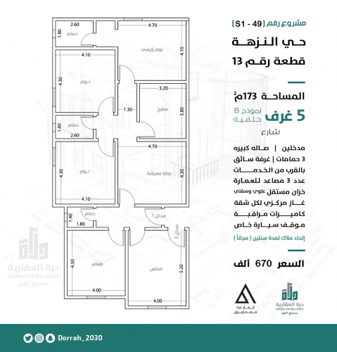 شقة نموذج B الدور الرابع