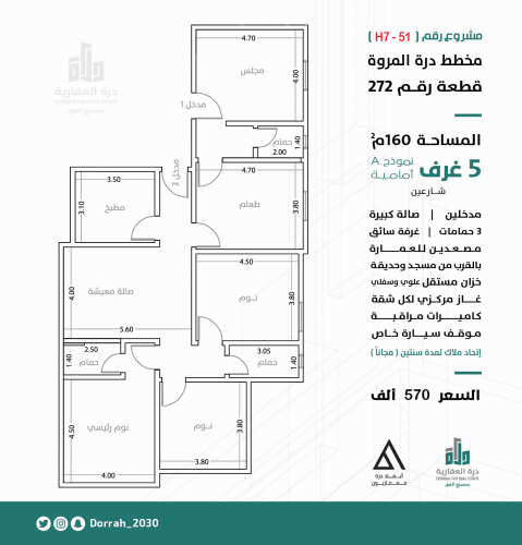 شقة نموذج A الدور الثالث