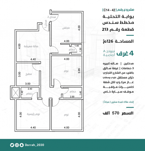 شقة رقم 1 - 3 الدور الرابع