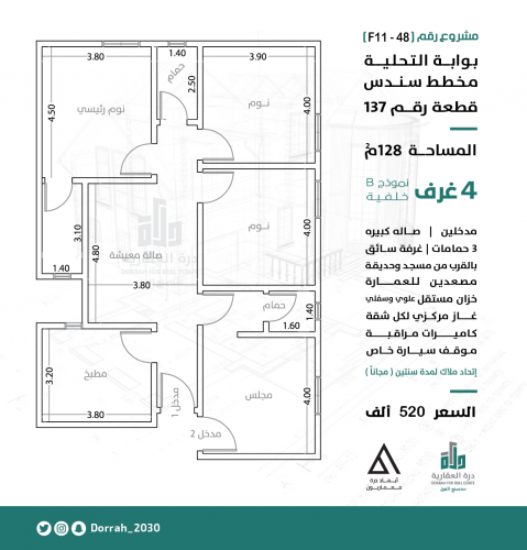 شقة رقم  3 - أ الدور الاول