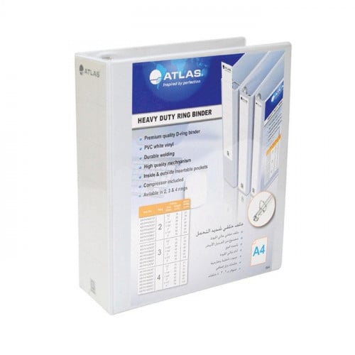 أطلس ملف أبيض حلقتين 3 بوصة العبوة 12 ملف