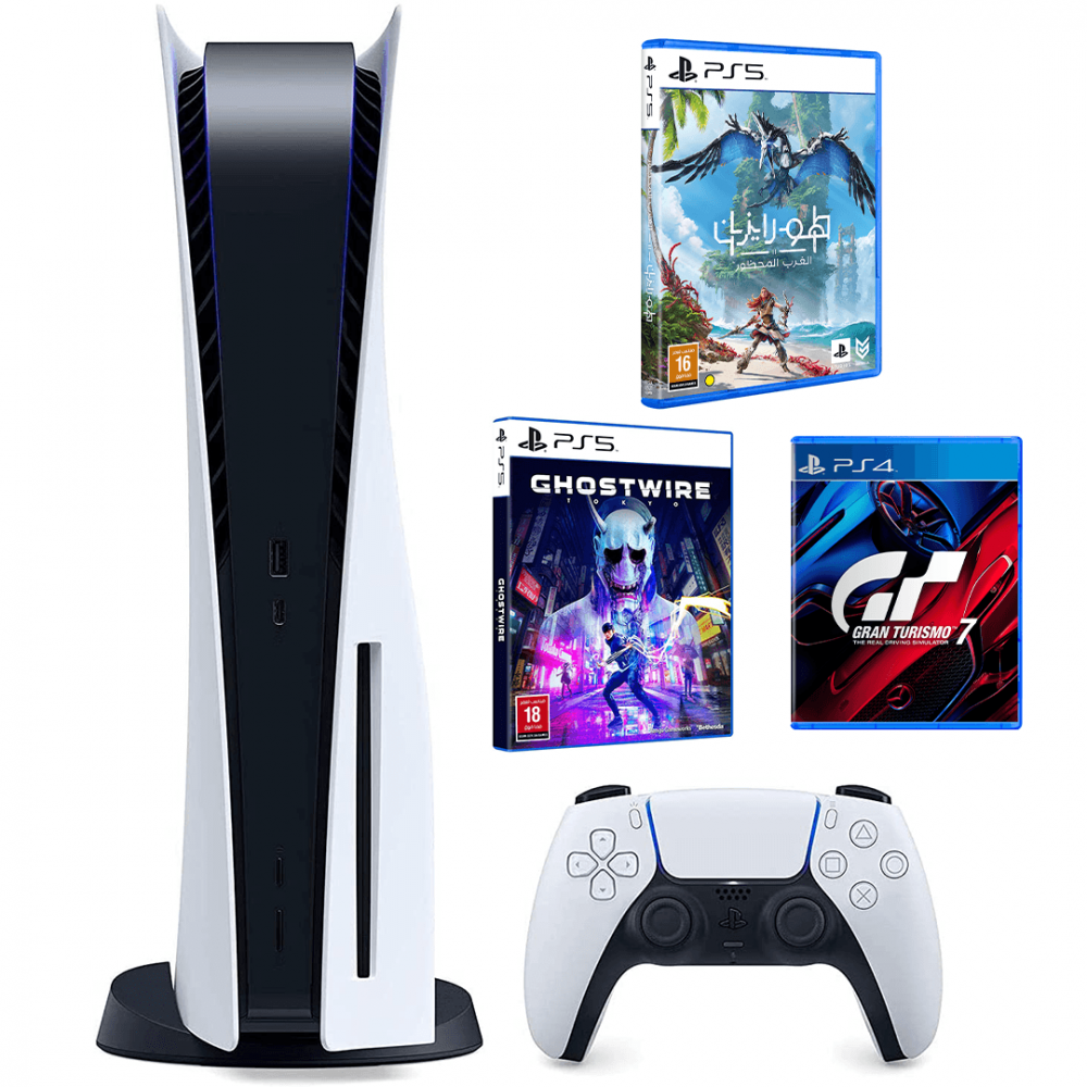 PS5 Disc Console + Horizon: Forbidden West PS5 + GHOSTWIRE PS5 + 