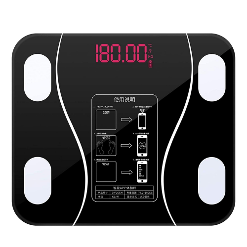ميزان ذكي لقياس دهون الجسم متعدد الوظائف مناسب للاستخدام المنزلي مع شاشة LED بي تي الكتروني لقياس وزن الجسم