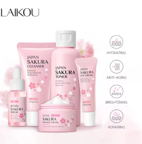 LAIKOU اليابان ساكورا مجموعة العناية بالبشره 5 قطع...