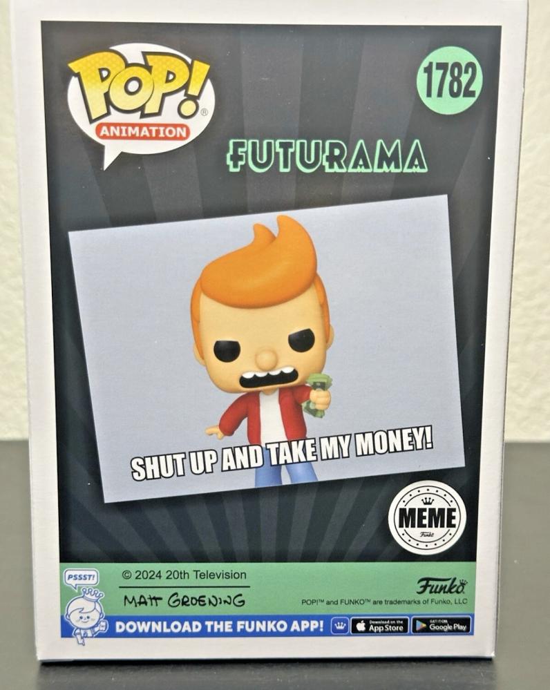 Funko Futurama Philip J. Fry 1782 MEME Exclusive فونكو فيوتشراما فيليب مييم اخرس و خذ فلوسي