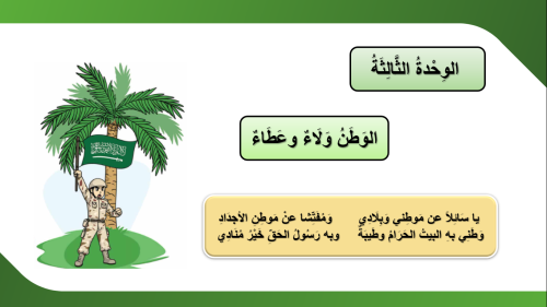 عرض لغتي مدخل الوحدة الثالثة الوطن ولاء وعطاء للصف...