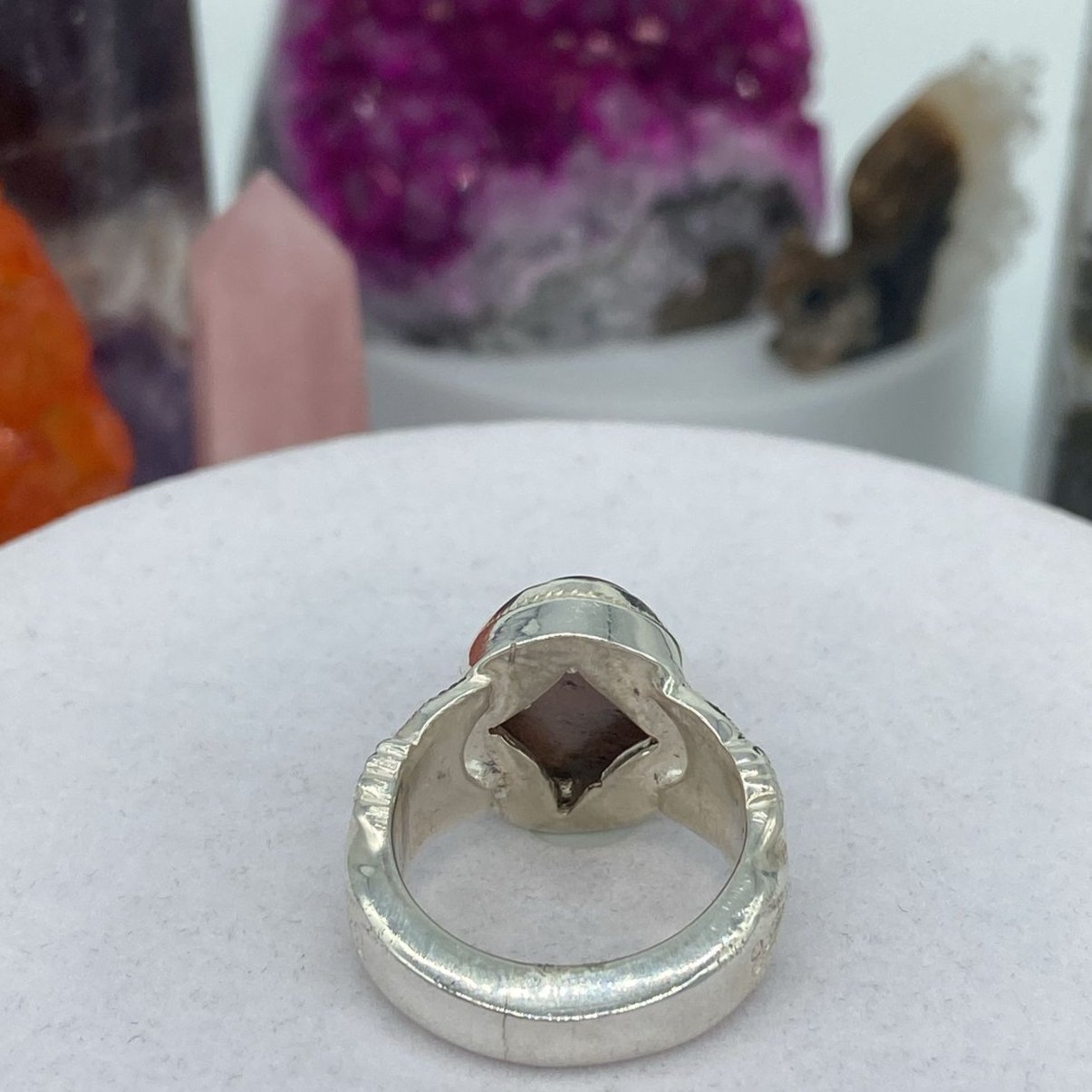 خاتم رجالي حجر القمر فضة 950