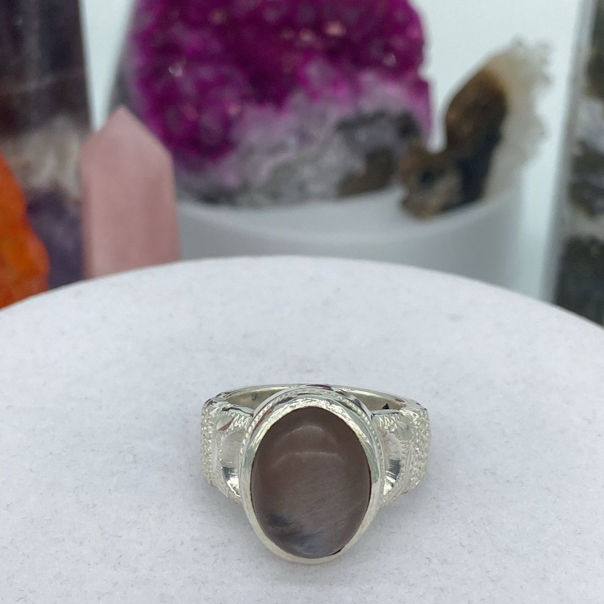 خاتم رجالي حجر القمر فضة 950