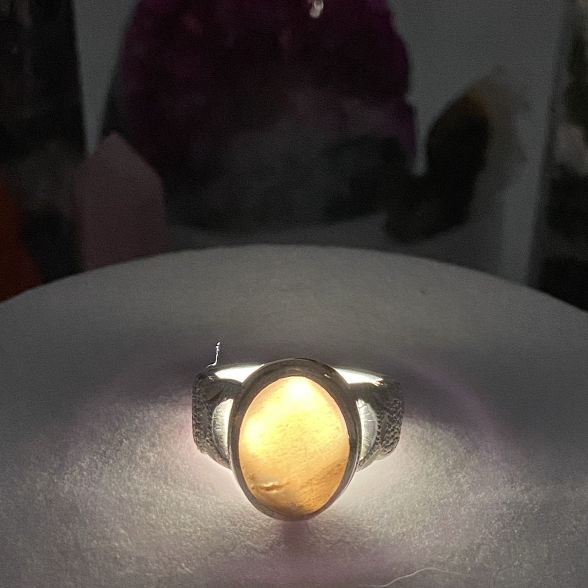 خاتم رجالي حجر القمر فضة 950