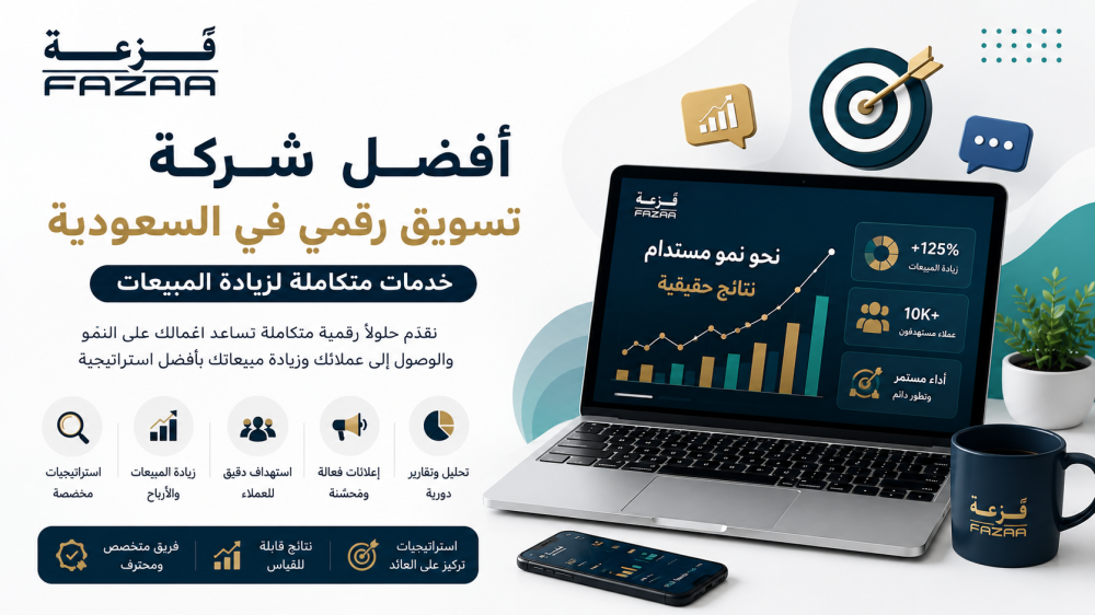 أفضل شركة تسويق رقمي في السعودية | خدمات متكاملة لزيادة المبيعات  فزعة