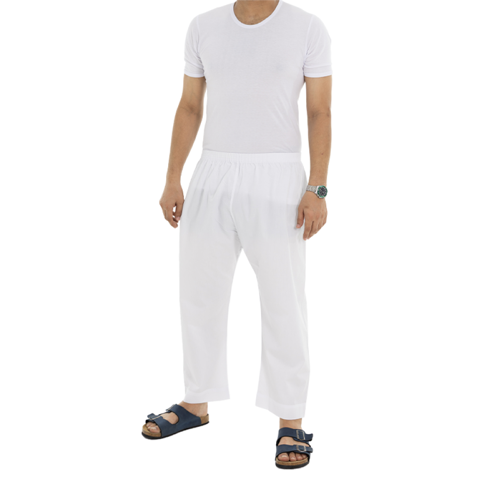 سروال طويل لبسون ابيض مقاسات خاصة(نسبة قطن 35% و بوليستر 65%) 12 قطعه