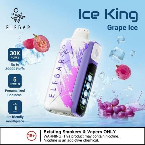 سحبة فيب الف بار ICE KING 30000 نكهة عنب ايس - Elf Bar Grape Ice