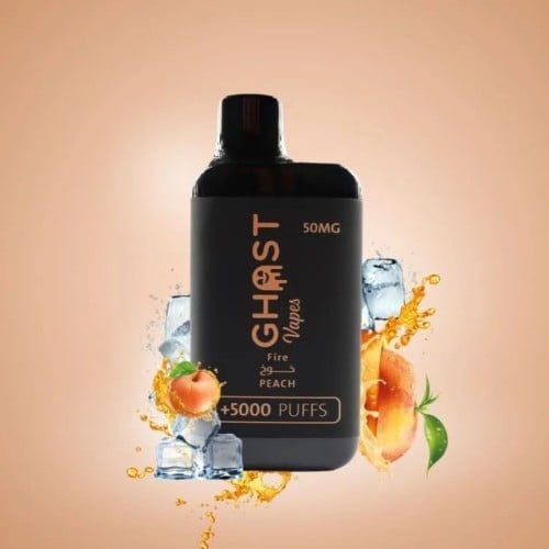 سحبه قوست فيب ايس خوخ 5000 موشة - Ghost Vapes PEACH ICE 5000 Puff Disposable