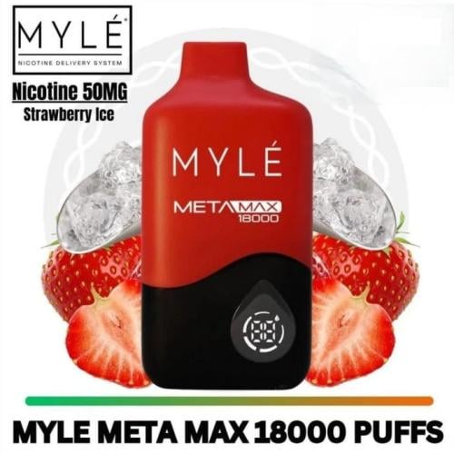 سحبة مايلي ميتا ماكس 18000 نفخة فراولة ايس - Myle Meta Max 18k Puff Strawberry Ice