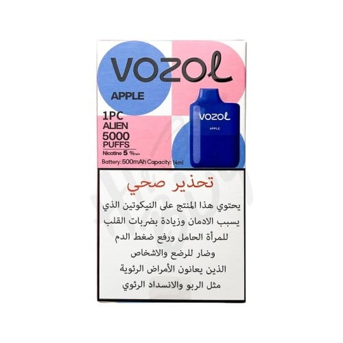 سحبة فوزول الين 5000 موشة تفاح VOZOL ALIEN DISPOSABLE 5000 PUFF APPLE