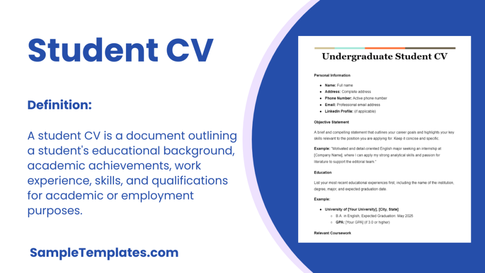 Student CV Template for First Job