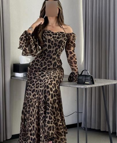 فستان ناعم بنقشة الفهد