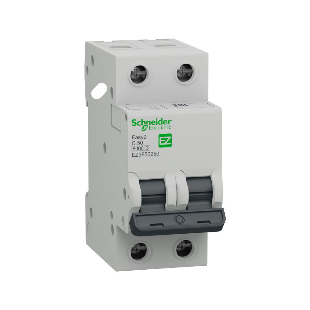 Schneider-Miniature circuit breaker (MCB)- Easy9- 2P-50A -C 6000A-230V- EZ9F56250