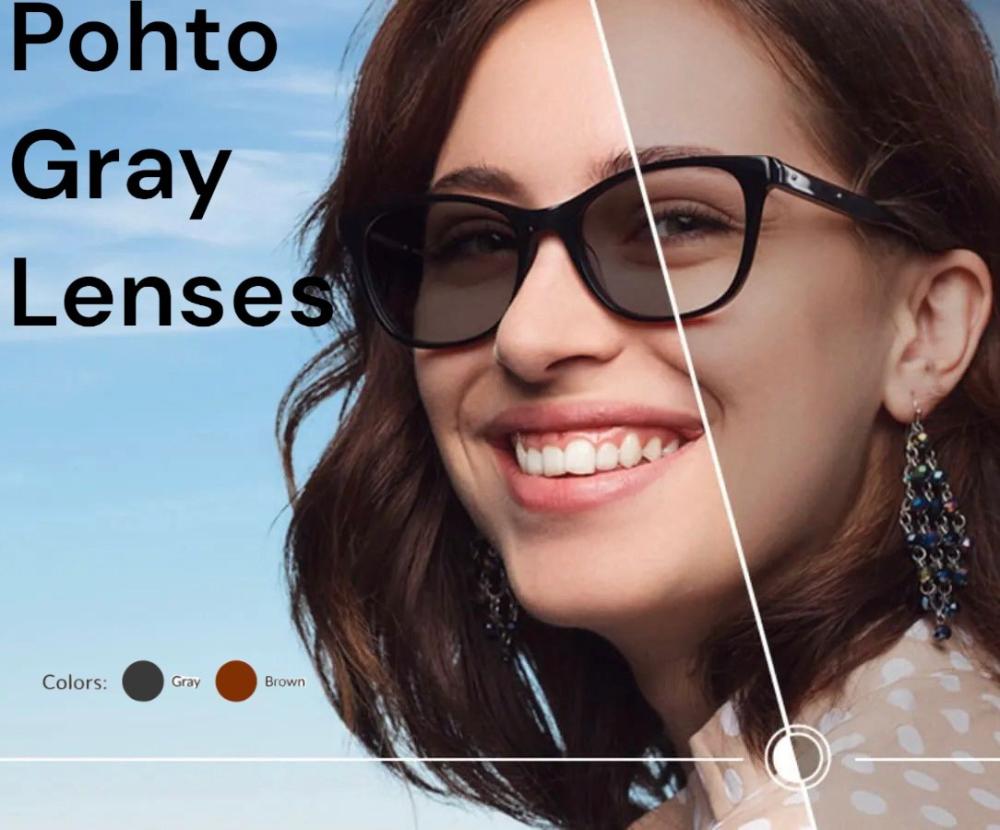 عدسات نظارات كورية Pohto Gray اوتوماتيك مع حماية خضراء