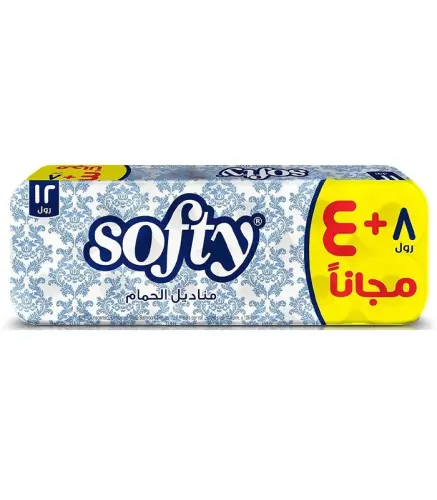 مناديل سوفتي حمام بدون رائحة ابيض 8+4 رول